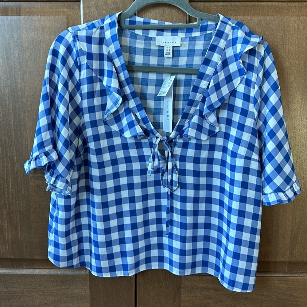 NWT top shop crop buffalo check blouse